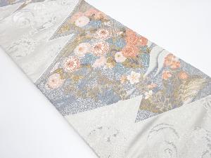 松皮菱に菊模様織り出し袋帯